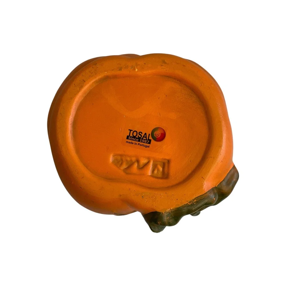 Tosal Portugal Ceramic Pumpkin Planter Matte Orange Squash Cachepot Vintage Fall